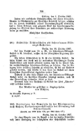 Städtische Töchterschulen als Lehrerinnen-Bildungs-Anstalten : [IV. Elementarschulwesen]