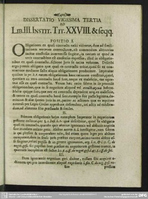 Dissertatio Vigesima Tertia Ad Lib. III. Instit. Tit. XXVIII. & seqq.
