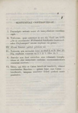 Sententiae controversae.