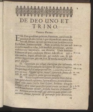 [Disputatio I.] De Deo Uno Et Trino.