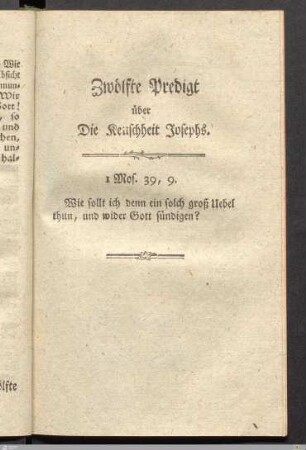 XII. Predigt: Die Keuschheit Josephs.