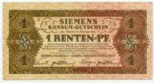 Berlin, Siemens & Halske, Konsum-Gutschein, 1 Rentenpfennig