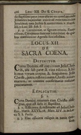 Locus XII. De Sacra Coena.