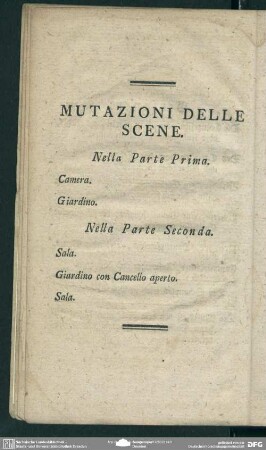 Mutazioni delle scene / Veränderungen des Theaters