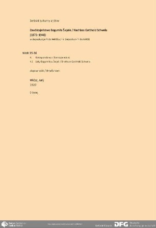 Brief von Jurij Wićaz an Bogumił Šwjela