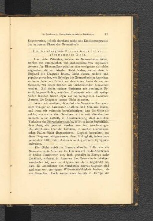 Die Beziehung zum Rheumatismus und zur rheumatischen Gicht.