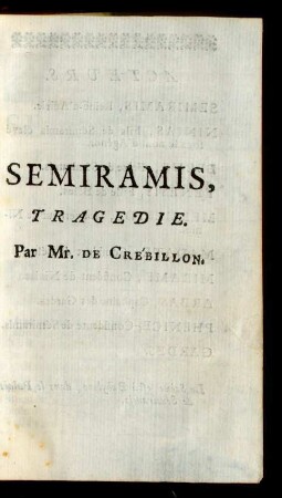 Semiramis,Tragedie. : Tragedie