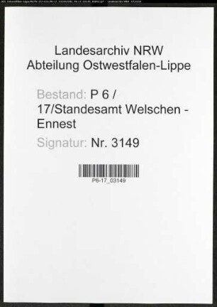 Sterberegister Standesamt Welschen-Ennest