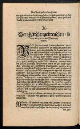 X. Von Kirchengebreuchen/ so man Adiaphora, oder Mitteldinge nennet.
