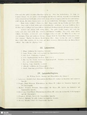 IV. Lehrerkollegium