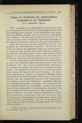 Einiges zur Verklärung des naturkundlichen Unterrichtes in der Volksschule