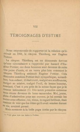 VII Témoignages D'Estime