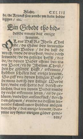 Ein Gebedt tho biddende umme dat ewige leevent.