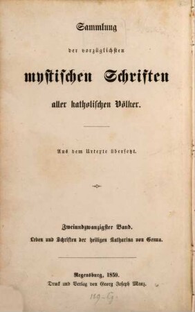Leben und Schriften der heiligen Katharina von Genua