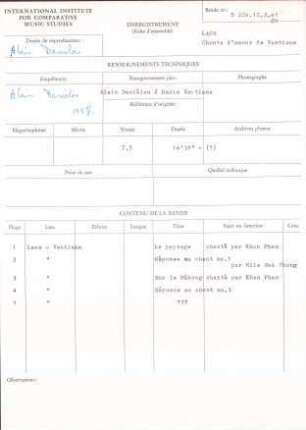 Laos / Chants d'amour de Ventiane