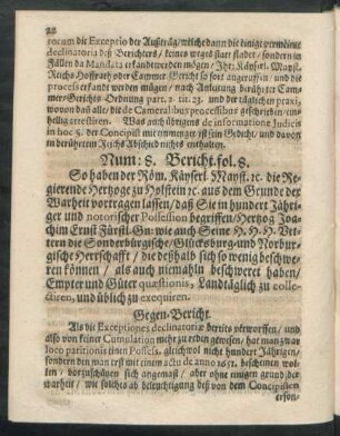Num: 8. Bericht. fol. 8.
