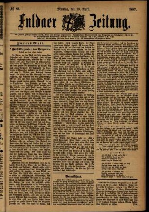 Ausgabe vom Montag, den 18. April 1887.