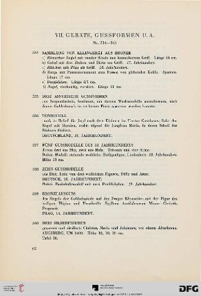 VII. Geräte, Gussformen u.a. (Nr. 334-343)