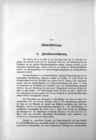 VII. Altersfürsorge