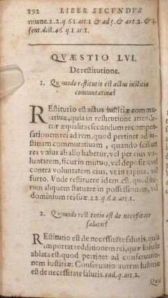 Qvaestio LVI. De restitutione.