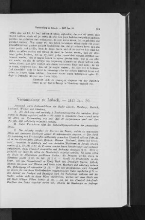 Versammlung zu Lübeck. - 1417 Jan. 20.