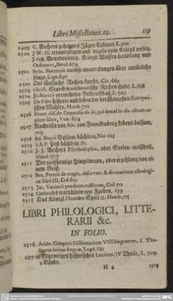 Libri Philologici, Litterarii &c.