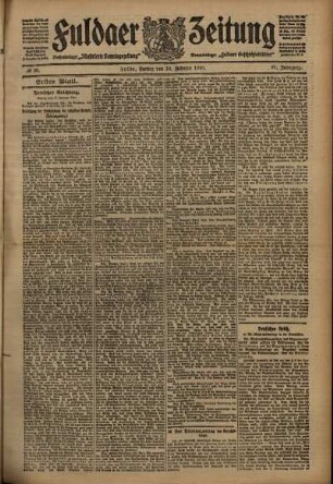 Erste Ausgabe vom Freitag, den 18. Februar 1910.