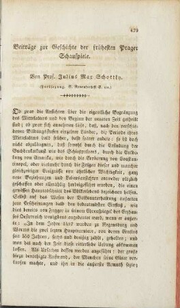 Beiträge zur Geschichte der frühesten Prager Schauspiele