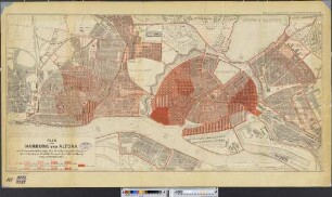 Plan von Hamburg und Altona zur Veranschaulichung der Bevölkerungsdichtigkeit der einzelnen Stadttheile nach der Volkszählung vom 1. Dezember 1875