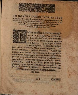 Disp. iur. de adulterio et stupro