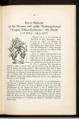Die 2. Schlacht an der Somme und anschl. Stellungskämpfe (Horgny, Villers-Carbonnel - St. Christ)