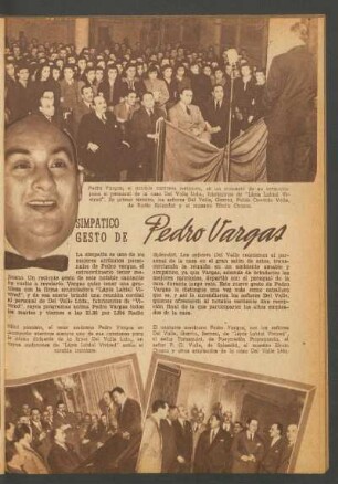 Simpático gesto de Pedro Vargas