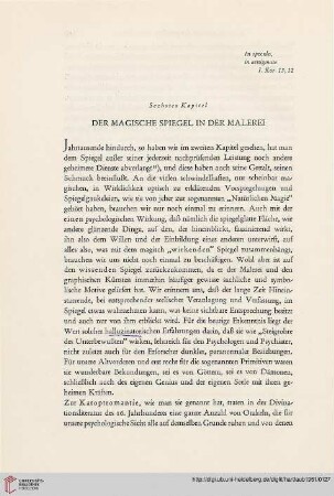 Sechstes Kapitel: Der magische Spiegel in der Malerei