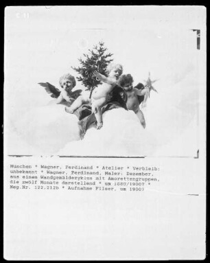 Dezember, aus einem Wandgemäldezyklus mit Amorettengruppen die zwölf Monate darstellend