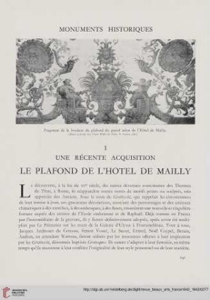 Une récente acquisition : le plafond de l'hotel de Mailly