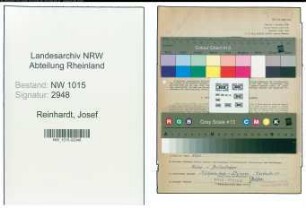 Entnazifizierung Josef Reinhardt , geb. 12.12.1897 (Obersekretaer)
