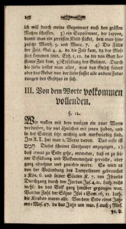 III. Von dem Worte volkommen vollenden