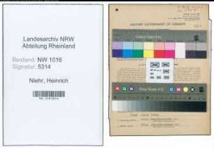 Entnazifizierung Heinrich Niehr , geb. 08.01.1893 (Viehhaendler)