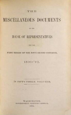 House documents. [431.] 1891/92, Vol. 23 = Congress 52, Sess. 1