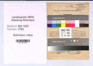 Entnazifizierung Hans Ruhrmann , geb. 03.01.1898 (Postsekretaer)