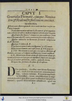 Cap. I. Generalia Thematis, ejusque Nominalem & Realem Definitionem continet.