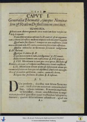 Cap. I. Generalia Thematis, ejusque Nominalem & Realem Definitionem continet.