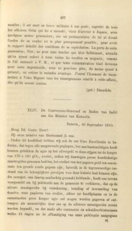XLIV. De Gouverneur-Generaal en Raden van Indie ... 30 September 1810