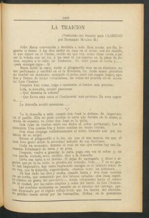 La traición : (Traducido del francés para Claridad por Hernando Morales M.))