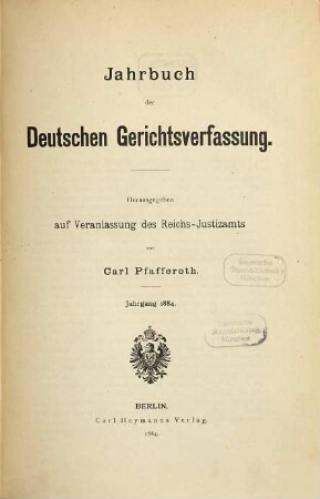 Jahrbuch der deutschen Gerichtsverfassung. 2. 1884