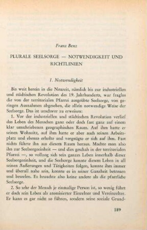 189-216 Plurale Seelsorge, Notwendigkeit und Richtlinien