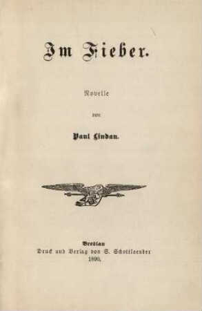 Im Fieber : Novelle