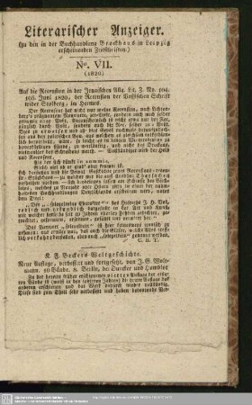 Literarischer Anzeiger. No. VII