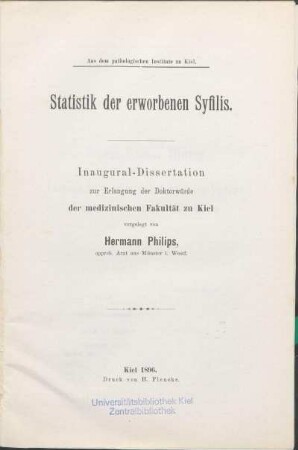 Statistik der erworbenen Syfilis
