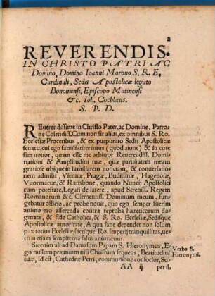 Annotationes Et Antitheses Ioannis Cochlaei : In quaedam scripta, & Propositiones Collocutorum Vuittenbergensium